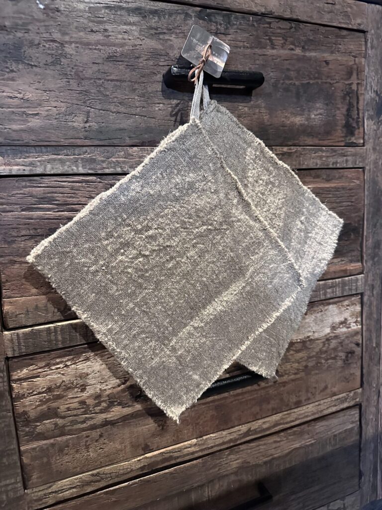 Shabby linnen pannenlappen keuken