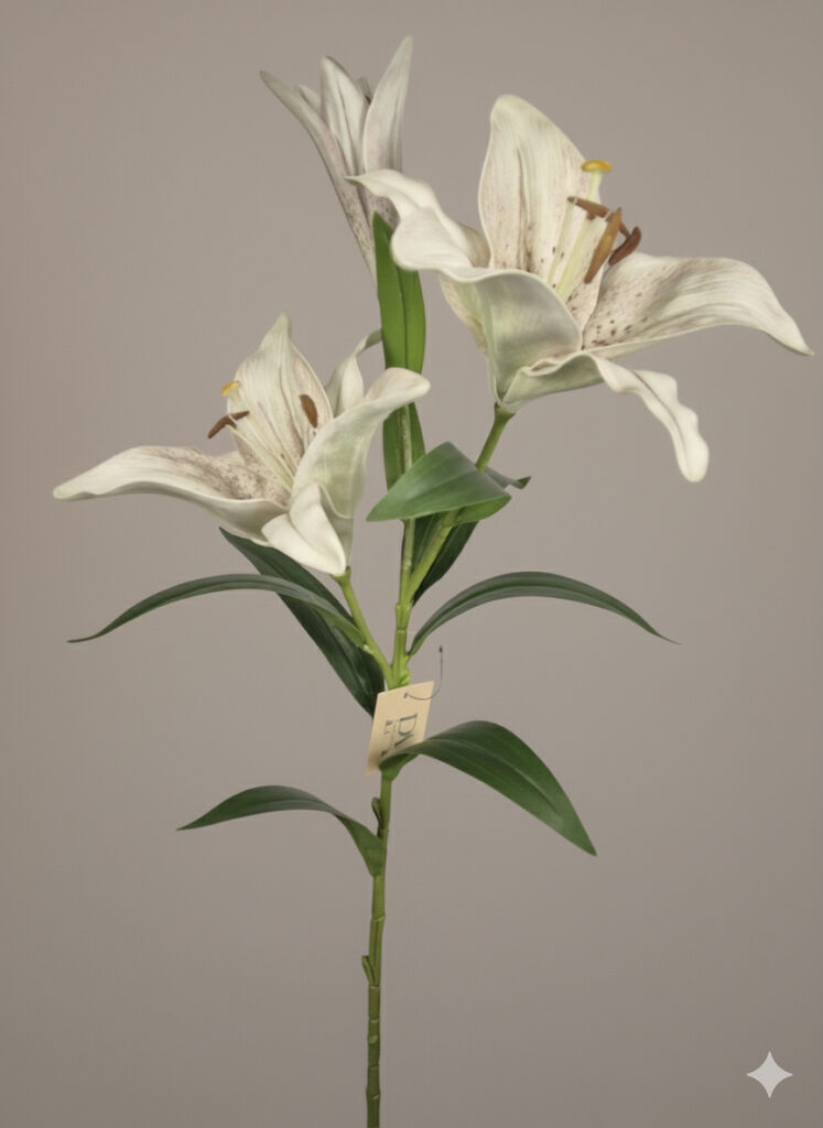 witte lelie • kunstlelie • luxe kunstboeket • decoratiestuk • zijden lelie • realistische kunstbloem • duurzame bloemdecoratie • zakelijke ruimtes • hoogwaardige kunstbloemen • fotorealistische lelies • witte lelie kopen • interieurdesign • zijden bloemen • decoratieve takken • lelie tak • huisdecoratie • exclusieve kunstlelie