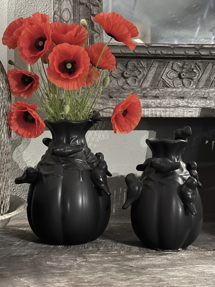 Vogel vaas mat zwart - Afbeelding 2