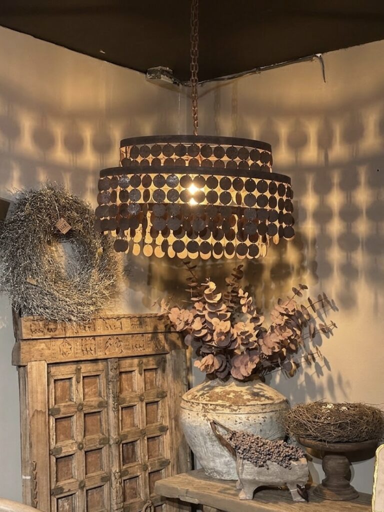 Ovale schijfjes hanglamp roest