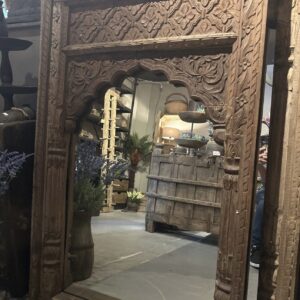 Handgesneden Houten Spiegel uit India – Uniek & Authentiek (76x122 cm)