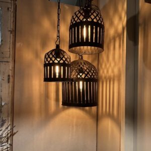 Mat Zwarte Kooi Hanglampen – Authentiek Indiaas Design (Beschikbaar in 3 Maten)