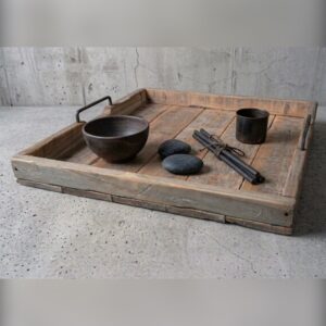 Stoer Houten Dienblad Vierkant – Rustiek Gerecycled Hout – 48x48 cm