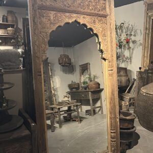 XXL Handgesneden Spiegel – Authentieke Indiase Poort (213 x 110 cm)