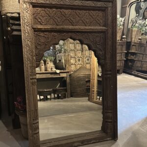 Handgesneden Houten Spiegel uit India – Uniek & Authentiek (76x122 cm)