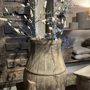 Unieke Grote Houten Kruik – Landelijk & Wabi Sabi (H: 47 cm)