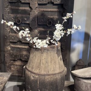 Authentieke Oude Chinese houten Kruik – Uniek Wabi-Sabi Decoratiestuk