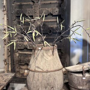 Unieke Oude Chinese Houten Emmer / Rijstemmer – Landelijk & Wabi-Sabi