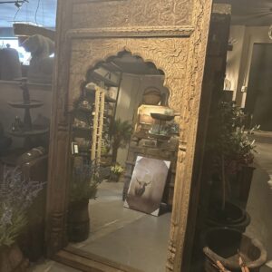 Prachtige Handgesneden Indiase Poort Spiegel - Massief Hout - 95.5x180.5 cm