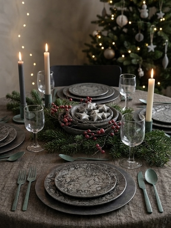 Decoratief Bordje met Hulst Print – Sobere & Landelijke Kerstdecoratie