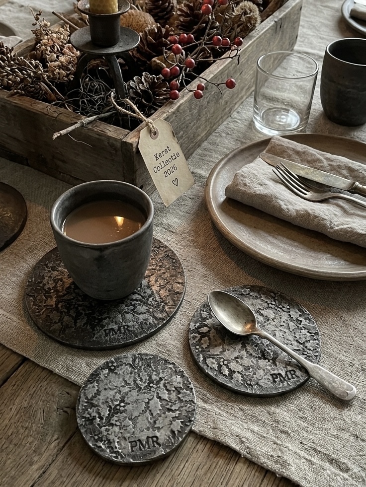Decoratief Bordje met Hulst Print – Sobere & Landelijke Kerstdecoratie - Afbeelding 2