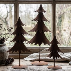 Stoere Metalen Kerstboom op Voet - Roest