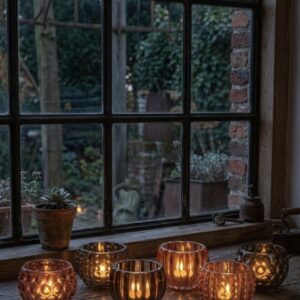 Sfeervolle Glazen Windlichten - Vintage Theelichthouders (8x8x6 cm)