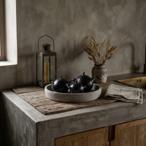 Betonnen Plateau Ø 30 cm – Rond Decoratieplateau & Kaarsenschaal (Hoogte 5 cm)