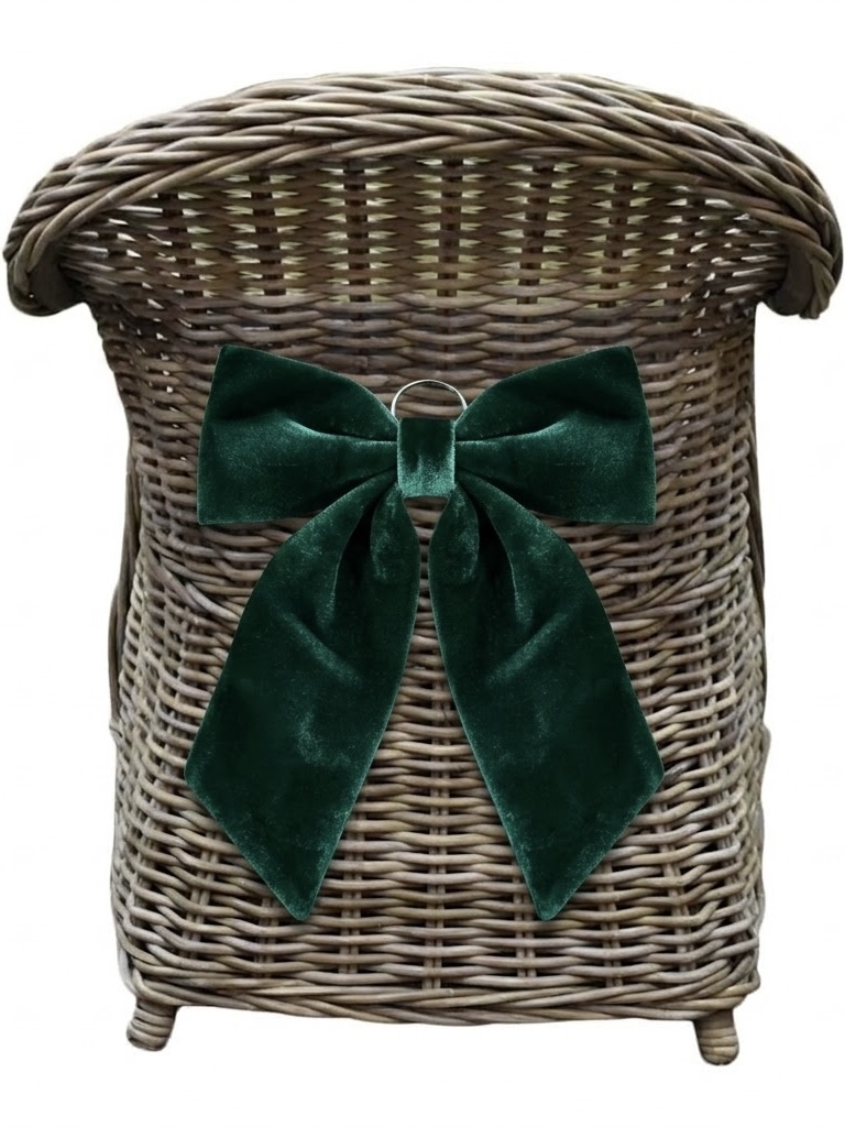 Luxe Fluwelen Strik Donkergroen – Elegante Woondecoratie met Ophangring (40 cm & 65 cm) - Afbeelding 2