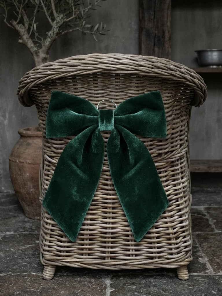 Luxe Fluwelen Strik Donkergroen – Elegante Woondecoratie met Ophangring (40 cm & 65 cm)