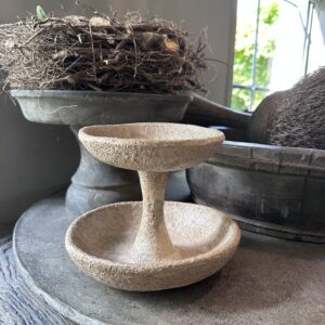 Wabi Sabi Etagère Naturel – Sobere Rustieke Schaal (20 x 20 x 16 cm)