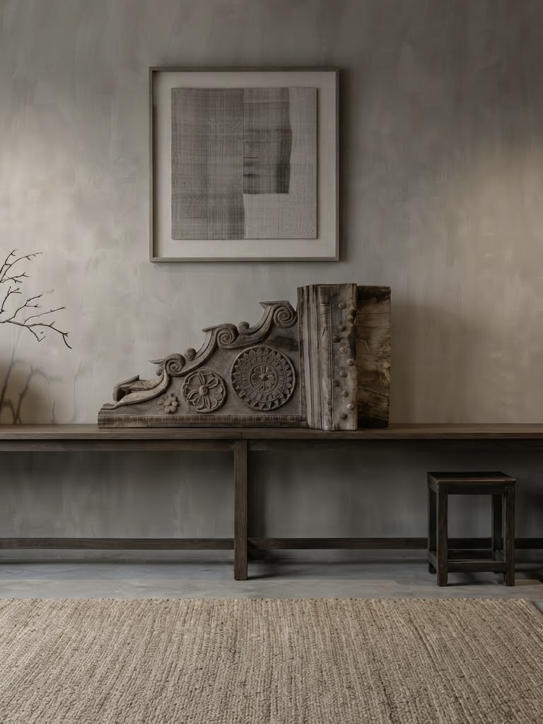 Oud houten ornament India van doorleefd hout